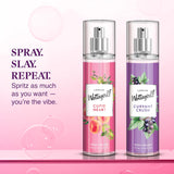Wottagirl! Cupid Heart & Currant Crush Body Splash Combo for Women, 2×135ml | Long-Lasting Fresh Fruity Floral Body Mist | Melon, Red Fruits, Strawberry & Rose Notes | Everyday Wear | Skin-Friendly